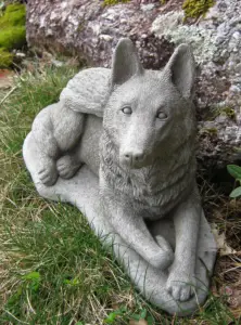 German Shepherd Concrete Angel Statue